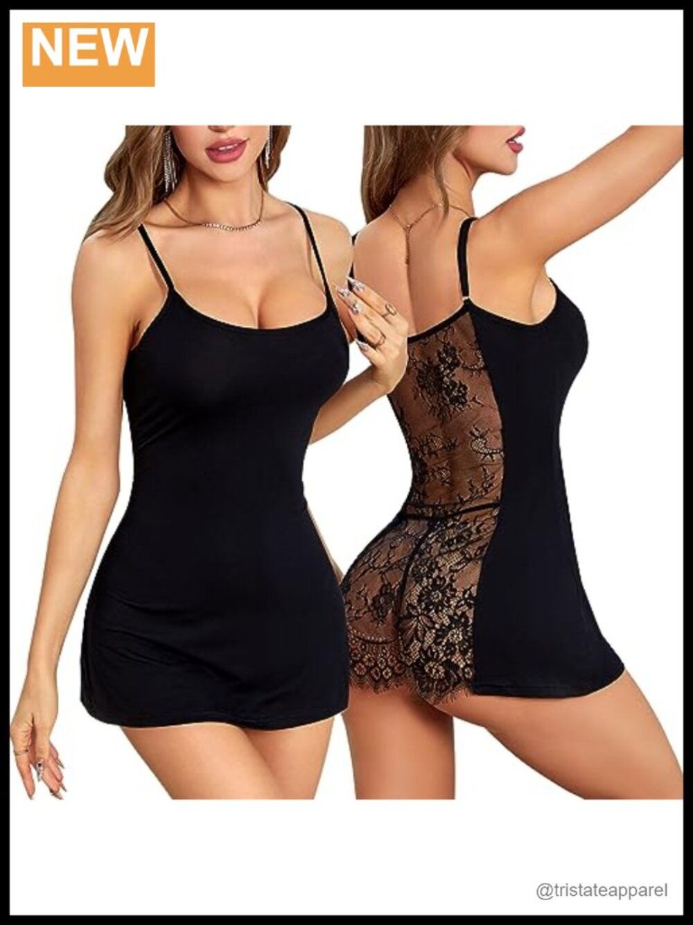 Lace Hollow Back Babydoll Chemise Dress Strappy Nightgown Sleepwear